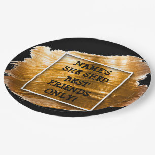Change Text Add Name She Shed Gold Brush Stroke Paper Plate