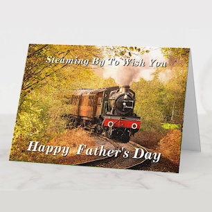 Change Text Add Name Steam Train Fathers Day Card