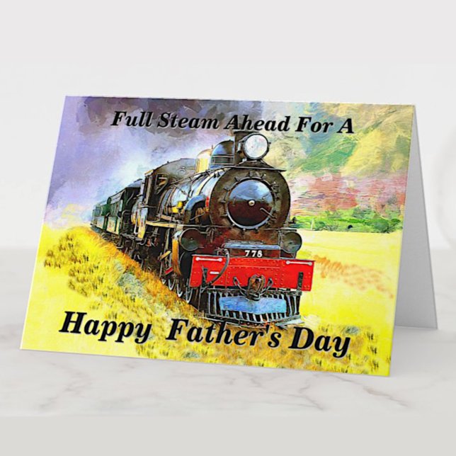 Change Text Add Name Steam Train Fathers Day Card (Creator Uploaded)