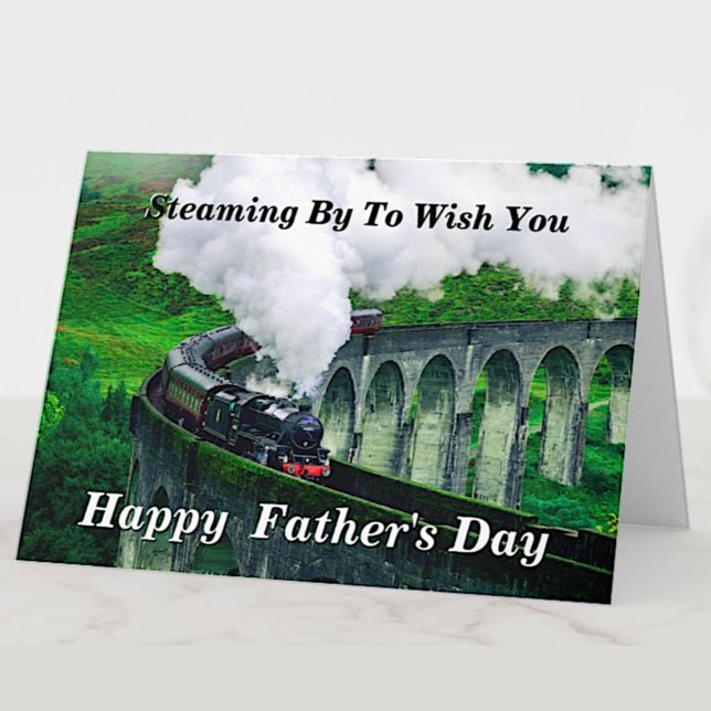 Change Text Add Name Steam Train Fathers Day Card (Creator Uploaded)