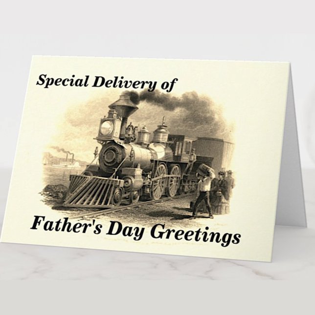 Change Text Add Name Steam Train Father's Day      Card (Creator Uploaded)