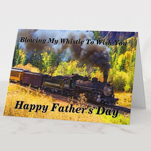 Change Text Add Name Steam Train Father's Day Card (Creator Uploaded)