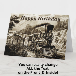 Personalised Birthday Card With a Train Paper Cut Steam 