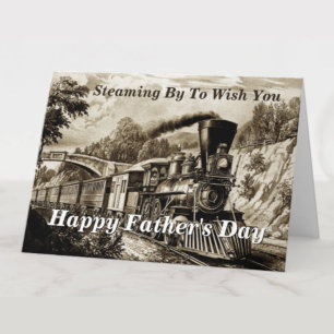 Change Text Add Name Steam Train Happy Fathers Day Card
