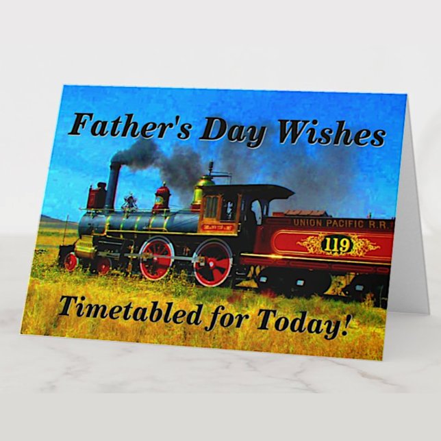 Change Text Add Names Steam Train Father's Day     Card (Creator Uploaded)