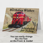 Change Text Add Names Steam Train Happy Birthday Card<br><div class="desc">Personalise this card - change any text - Change the greeting and any of the inside words - add the Names.</div>