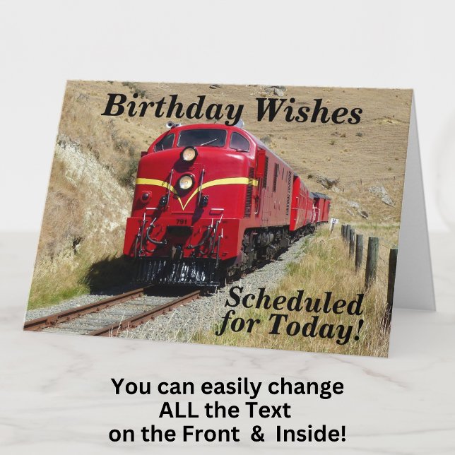 Change Text Add Names Steam Train Happy Birthday Card (Creator Uploaded)