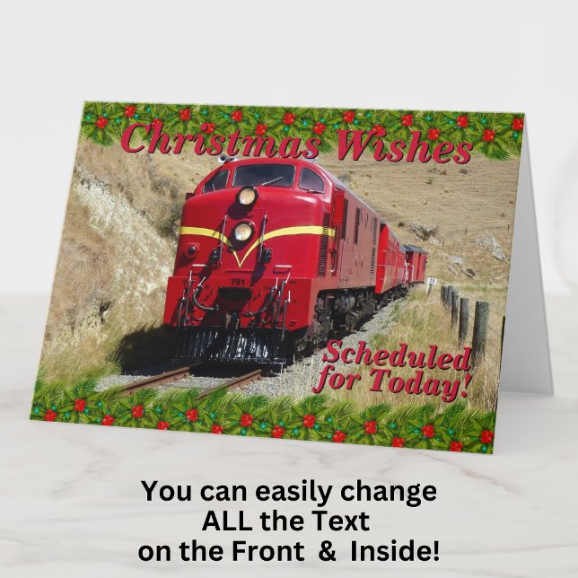 Change Text Add Names Steam Train Happy Christmas Card (Creator Uploaded)