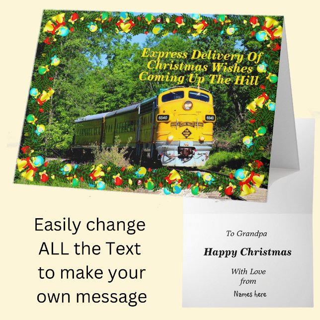 Change Text Add Names Steam Train Happy Christmas Card (Creator Uploaded)