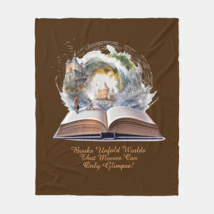 Change Text, Books Unfold Worlds Movies Glimpse Fleece Blanket