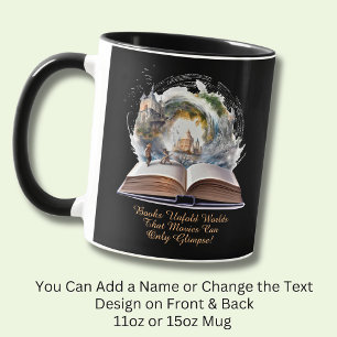 Change Text, Books Unfold Worlds Movies Glimpse Mug