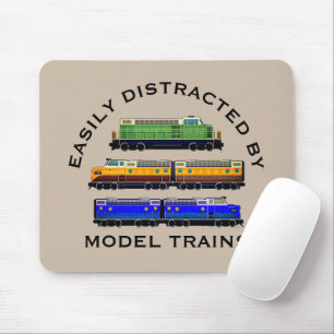 Change Text Easily Distracted Model Trains Diesel Mouse Pad