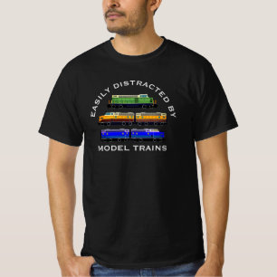 Change Text Easily Distracted Model Trains Diesel T-Shirt