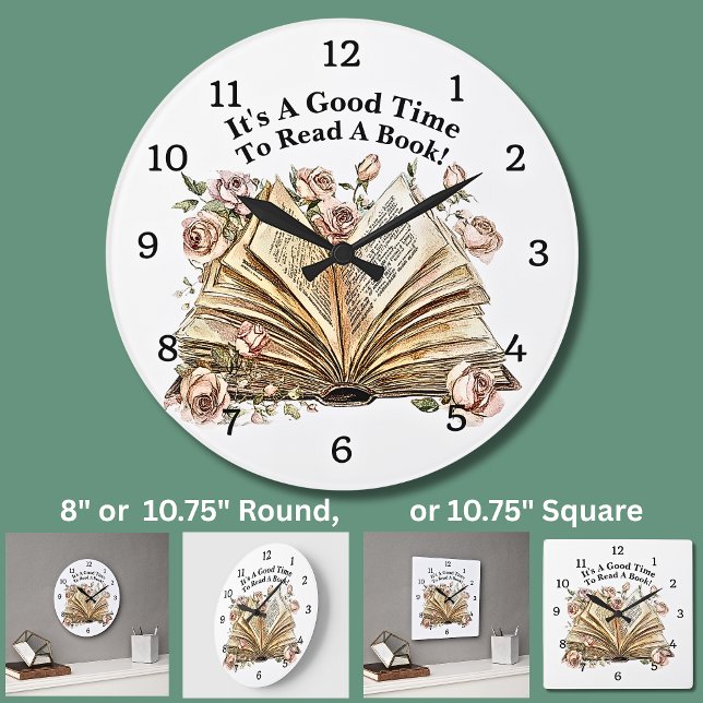 Change Text - It's Good Time To Read A Book Large Clock (Creator Uploaded)