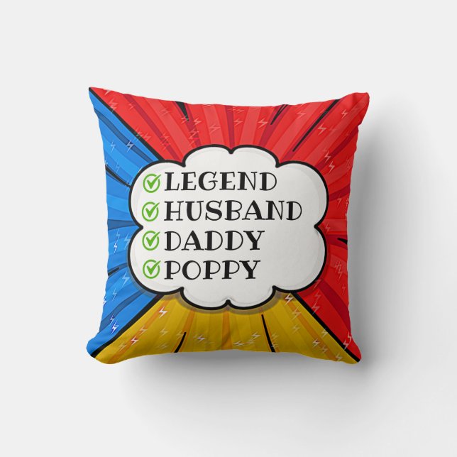 Change TEXT Legend Husband Daddy Poppy Comic  Cushion (Front)