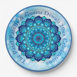 Change Text Matching Diwali Blue 9" Plate
