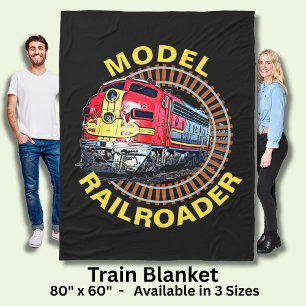 Change Text Model Railroader Red Yellow Diesel Fleece Blanket