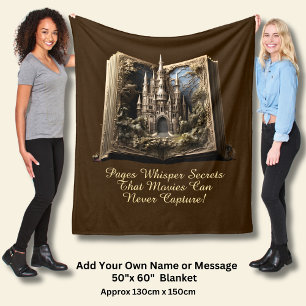Change Text, Pages Whisper Secrets, Book 3D Castle Fleece Blanket