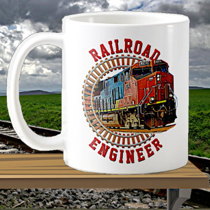 Change Text Railroad Engineer Diesel Locomotive    Coffee Mug