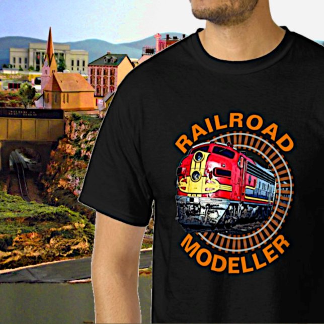 Change Text Railroad Modeller Red Yellow Diesel T-Shirt (Creator Uploaded)