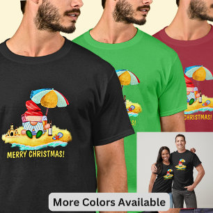 Change Text - Santa Gnome on Beach Merry Christmas T-Shirt