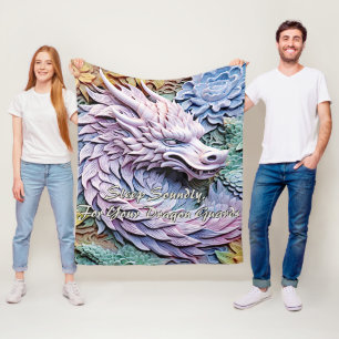 Change Text, Soft Pastels 3D Effect Dragon 50"x60" Fleece Blanket