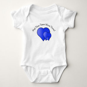 Change Text, Then There Were Three! Blue Hearts  B Baby Bodysuit