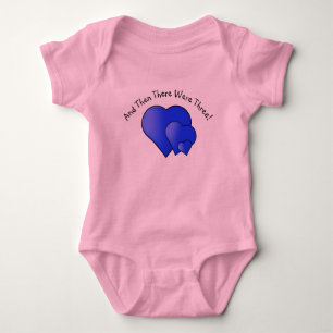 Change Text, Then There Were Three! Blue Hearts  B Baby Bodysuit