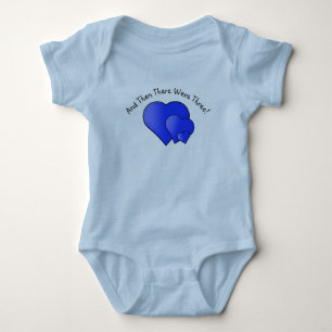 Change Text, Then There Were Three! Blue Hearts Baby Bodysuit