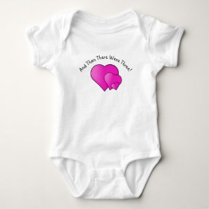 Change Text, Then There Were Three! Mauve Hearts Baby Bodysuit