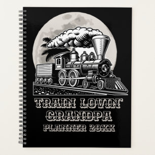 Change Text Vintage Steam Train Lovin Grandpa 20XX Planner