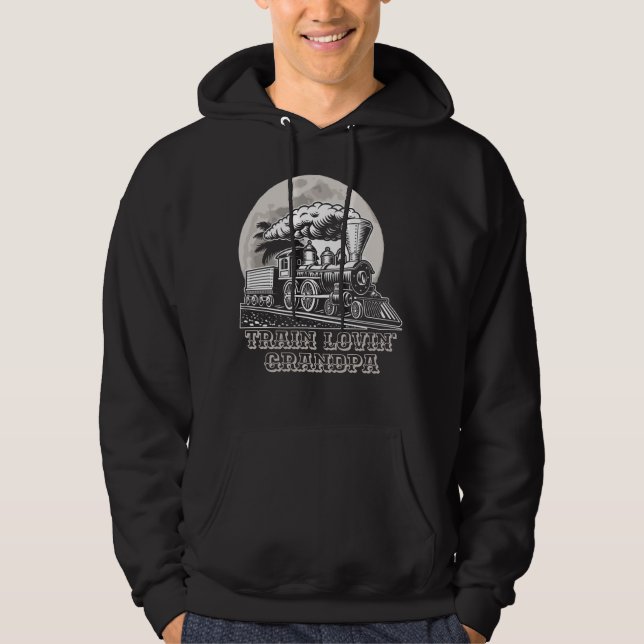 Change Text Vintage Steam Train Lovin' Grandpa     Hoodie (Front)