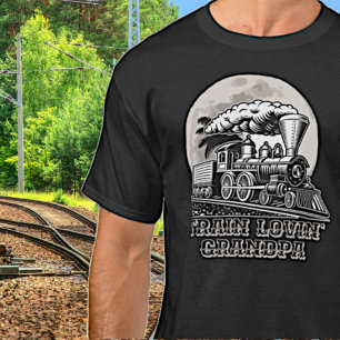 Change Text Vintage Steam Train Lovin' Grandpa T-Shirt