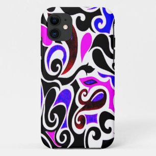 Change the Colour Wacky Retro Swirl iPhone 11 Case