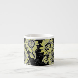 Change the Colour Wacky Sunflowers b&w Espresso Cup
