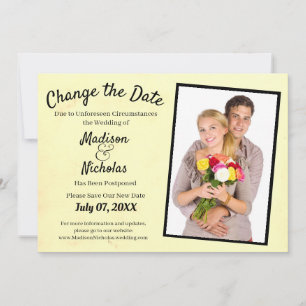 Change the Date Add Photo Wedding Yellow Parchment Save The Date
