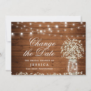 Change the Date Baby's Breath Rustic Bridal Shower Invitation