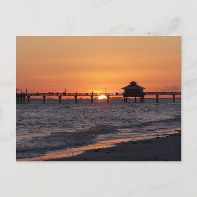 Change the Date Beach Wedding Sunset Announcement Postcard (Front)