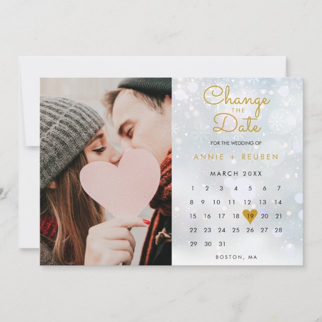 Change the Date Calendar New Plan Photo Save The Date (Front)