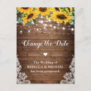 Change the Date Country Sunflowers String Lights Postcard