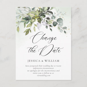 Change the Date Elegant Eucalyptus Wedding Postcard