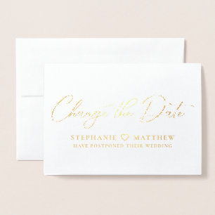 Change The Date Elegant Script Font Foil Card