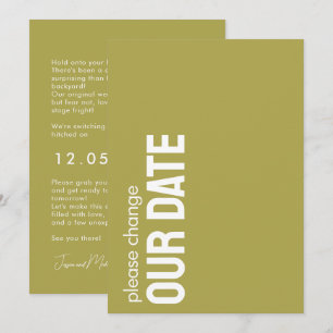 Change the Date- funny Minimalist Elegant wedding Announcement