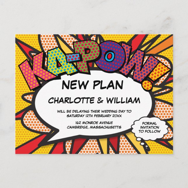 Change the Date Modern Comic Book Fun Postcard (Front)