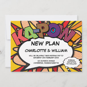 Change the Date New Plan Modern Comic Book Save The Date