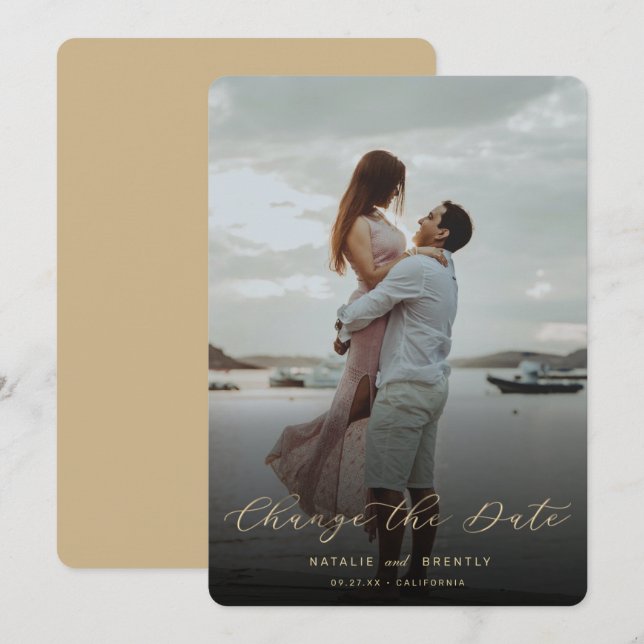 Change the Date New Wedding Date with Photo Save The Date (Front/Back)