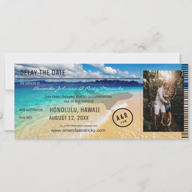 Change the Date Photo & Beach - Destination Invitation (Front)
