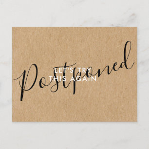 Change the Date Postponed Cancelled Event Rustic Announcement Postcard