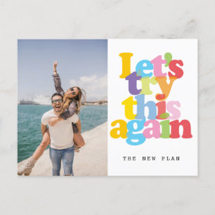 Change The Date Postponed Event Colourful Photo Announcement Postcard