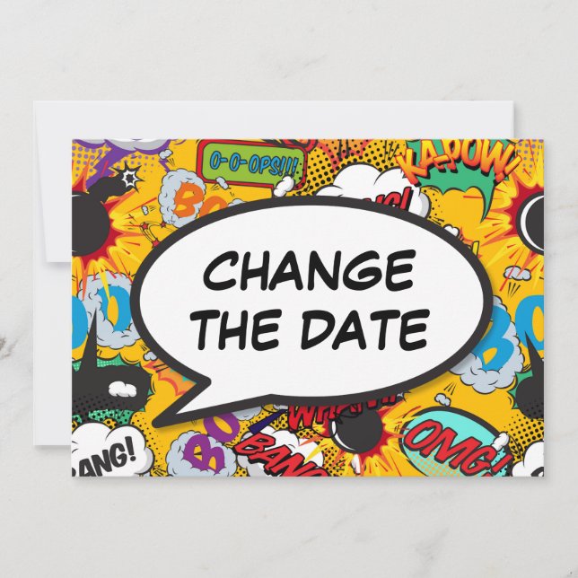 Change The Date Postponed Modern Typographic Save The Date (Front)